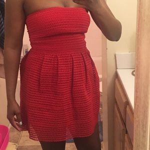 Red strapless mini dress. NWOT